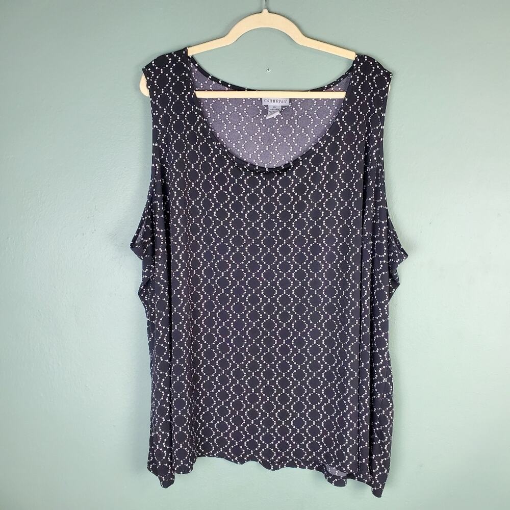 Catherines Black Geometric Sleeveless Chain Top Size 5x